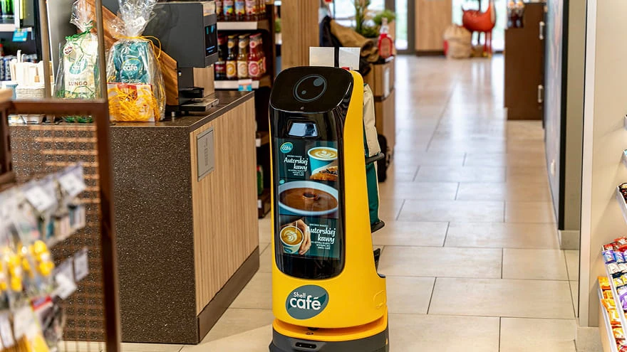robot working in a gas station