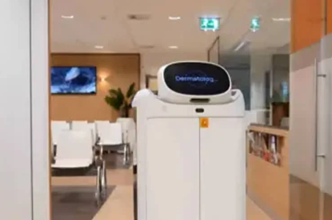 Robot in hospital lobby